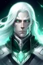 Placeholder: Galactic beautiful man knight of sky deep green eyed long White haired