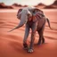 Placeholder: pen outline, in the style of Escher, super model female dingo elephant witch on the red sand beach ,bokeh like f/0.8, tilt-shift lens 8k, high detail, smooth render, down-light, unreal engine