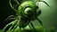 Placeholder: A close-up view of a green, alien-like creature with large eyes and a textured, organic body surrounded by twisted, vine-like appendages against a