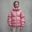 Placeholder: Model frida gustavsson,autochrome, pink plastic puffy jacket