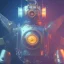 Placeholder: composition,portrait painting of a steampunk robot,steampunk center, ultra realistic, concept art, intricate details, eerie highly detailed, shiny, smooth, studio quality, octane render, Surrealism, Triadic colour scheme,glow-stick, ambient lighting,nightclub lighting, polaroid, 100mm, --ar 1:1 --v4