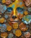 Placeholder:  an abstract painting of rusted metal and flowers, african portrait, rust, scaffolding, iron cladding, decay, mixed media, textured, anatomically correct, beautiful perfect face, sharp focus, highly detailed, injured face