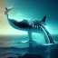 Placeholder: Whales in the sky, tribal tatoos, high key lighting, volumetric light high details, octane render, redshift render, mbient lighting, sunset