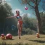 Placeholder: Ultra realistic circus scene. Classic acrobat woman, waist up view, Wes Anderson style, happy, bubbles, highly detailed, concept art, unreal engine 5, god rays, ray tracing, RTX, lumen lighting, ultra detail, volumetric lighting, 3d, finely drawn, high definition, high resolution.