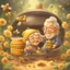 Placeholder: Happiness grandma and grandpa are healthy in a planet of honey stingless bee, realistic