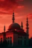 Placeholder: gambar masjid aestetik dengan pemandangan langit merah sore