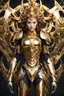 Placeholder: Excellent style Facing front Gorgeous Photography Beautiful Medusa Queen Cyborg dressing Armor Mecha Golden and jewelry,luxury ornaments background