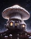 Placeholder: An illogically floating mushroom house on a clear night. white and white and white, Stars Dark cosmic interstellar. Detailed Matte Painting, deep color, fantastical, intricate detail, splash screen, hyperdetailed, insane depth, concept art, 8k resolution, trending on Artstation, Unreal Engine 5, color depth, backlit, splash art, dramatic, High Quality Whimsical Fun Imaginative Bubbly, perfect composition