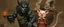 Placeholder: bad hairy chest wolf dragon kobold carrying a lovely scared wtf are you up to, chinese pig girl with dress under his arms, big cauldron in the background in the style of escher