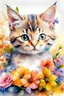 Placeholder: Beautiful kitten with flowers watercolors