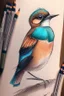 Placeholder: a bird drawing with copic markers