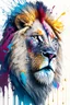 Placeholder: "lion", clean design, art station, splash of colorful paint, contour, ((solid white background)), looking into camera, hyperdetailed intricately detailed, unreal engine, fantastical, cinema lighting, intricate detail, splash screen, complementary colors, fantasy concept art, 8k resolution, DeviantArt masterpiece, watercolor, paint dripping