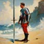 Placeholder: [art by Norman Rockwell, surf at Nazare] Clad in armor that bore the marks of countless battles, Roupinho stood tall and proud, his sword gleaming in the sunlight as if it were an extension of his very being. Forged by skilled artisans and imbued with the essence of his noble lineage, the sword was not just a weapon but a symbol of his duty and honor. Every day, Roupinho would seek solace and guidance in the presence of the Black Madonna. With reverent steps, he would ascend the worn stone steps