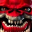 Placeholder: red skull of devil, teeth in nose, pixar style