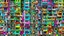 Placeholder: Digital artwork of a frontal view of a densely populated cityscape of apartment buildings. The style is abstract and impressionist, with a mix of realistic and distorted elements. The buildings are stacked, with windows of various shapes and sizes, and some balconies visible. Vibrant pops of color appear on some balconies. The overall chaotic composition captures the essence of urban density and architectural complexity. Facing an estuary.
