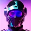 Placeholder: futuristic purple masked villain in galaxy, teal and purple smoke, detailed, realistic, 4k