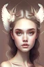 Placeholder: A very beautiful and attractive girl with a symmetrical face who wears nude makeup with beautiful flying hair and wears hair accessories
