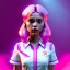 Placeholder: waitress sweet teenager, rounded face, pink hair, color cheeks, striped shirt, color ambient light, vibrant color, highly detailed, art stations, concept art, smooth, 16 bit, unreal engine 5, god rays, ray tracing, RTX, lumen lighting, ultra detail, volumetric lighting, 3d, finely drawn, high definition, high resolution.