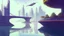 Placeholder: people watching a futuristic ship flying above a utopian metropolis. bridges, roads, balconies, trees, dense foliage, river, pathways, detai...