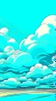 Placeholder: A cyan cloudy sky with an arena in pop art style