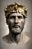 Placeholder: Ultra Realistic image, Roman sculpture, white marble material, Lionel Messi, gold Laurel leaves wreath, renaissance ornaments, one gold star in heart, marble and gold ornaments background, chisel style, waist up portrait, emperor style, epic, celestial, cinematic lighting, God light, god rays, 4k resolution, smooth details, ornate details, soft lighting, unreal engine 5, art station, substance 3d.