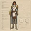 Placeholder: ConceptSheet: woman paladin and her shield with statistics [by Moebius]