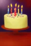 Placeholder: A birthday cake written "Happy Birthday". oil painting.