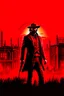 Placeholder: Red Dead Redemption 3, wallpaper, best quality, solo, portrait style, town background, red background