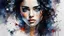 Placeholder: <lora:Texturized:1.0> Paint splatter painting in the style of Willem Haenraets, Geoffrey Catherine Jones, Waterhouse, Carne Griffiths, Minjay Lee, Ana Paula Hoppe, Frank Frazetta, beautiful watercolor of an extremely dynamic cinematic close-up portrait of a woman with black hair at midnight. Extreme detail, delicacy, complexity, sharp focus, global illumination, textured