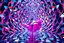 Placeholder: very complex structure ,pretty color environment 3d metalic recursive animating beveled geometric base very complex structure emiting mirror bubbles that broke, goddess lady in a pretty cleric dress comes out dancing gracefully , viberating color moving very in modern city escape environment while camera tracking it.