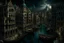 Placeholder: A Venice-style city near a dark forest painted by Leonardo da Vinci