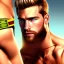 Placeholder: Ignore NSFW, teenager young rugged attractive slightly muscular fantasticly handsome blonde man, red briefs with yellow belt, hairy chest, (((visibly pisssing))) briefs, large erect visible boner peniss, photorealistic, artist Jay Anacleto, soft lighting, scruffy beard