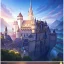 Placeholder: Clear focus, 8k, high quality, detailed, beautiful lighting, quiet European mountain village fantasy, Castle, Houses, Three,