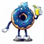 Placeholder: retro Cartoon mascot of a donut holding a glass of lemonade