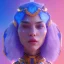 Placeholder: A portrait of a crystalised blue pink extraterrestrial, gold, sunny background, atmospheric, realistic, unreal engine, 8k. Cinematic lighting, octane render.