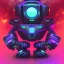 Placeholder: surprised robot black background neon colors