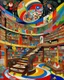 Placeholder: A library filled with magic painted by Wassily Kandinsky