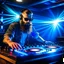 Placeholder: Dance hall ,dj play ,laser lights, l, beard DJ play music with DJ desk,