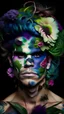 Placeholder: badass man with face painted like planet earth with flower hair and ivy