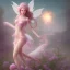 Placeholder: luminous fairy in magical pink countryside