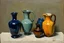 Placeholder: Oil painting of Vases and jugs in the style of frank Auerbach