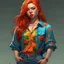 Placeholder: pretty girl, aged 21, ginger, conventionally attractive, colourful clothes, realism, jeans, sexy, pudgy