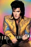 Placeholder: What Elvis Presley would look like if he were in a 1980s, big hair, glam rock band that wears facial makeup and crazy costumes