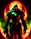 Placeholder: A Vivid, Double-Exposure Portrait Of The Doom Slayer's Silhouette Superimposed With The Image Of The Titan's Realm level from Doom 2016, Seamlessly Blending The Two Images To Create A Visual Representation Of Demonic Warfare.