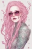 Placeholder: psionic mermaid some fish scales on face pink hair dreadlock sunglasses gem in front