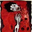 Placeholder: Horror Disfigured bald Vampire covered in blood,blood big canine teeth with blood,full body, hands with long nails by egon Schiele,