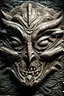 Placeholder: sculpture of dark side of a wolf face . Multiple faces . decayed and rotting with grotesque proportions and imagery. abstract grotesqueries, detailed texture, surreal horror, biomechanical design, by hr giger and beksinski