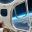 Placeholder: cat inside spaceship looking out of window at astronaut in space, milkyway, hyper-realistic 8k resolution, high-quality, fine-detail, detailed matte, intricate, 3D octane render, illustration, digital art, brian froud, howard lyon, anna dittman, greg rutowski,