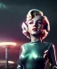 Placeholder: Ultra Realistic retro sci-fi 1960 scene, waist up view portrait, blonde woman, sweet young Marilyn Monroe face, perfect iris, tight latex coat, Strange planet background, Retro sci-fi style latex helmet, fog, rain, soft color, highly detailed, unreal engine 5, ray tracing, RTX, lumen lighting, ultra detail, volumetric lighting, 3d, finely drawn, high definition, high resolution.