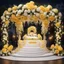 Placeholder: Hyper Realistic Beautiful Traditional Wedding Stage decorated with Yellow & White roses at Night